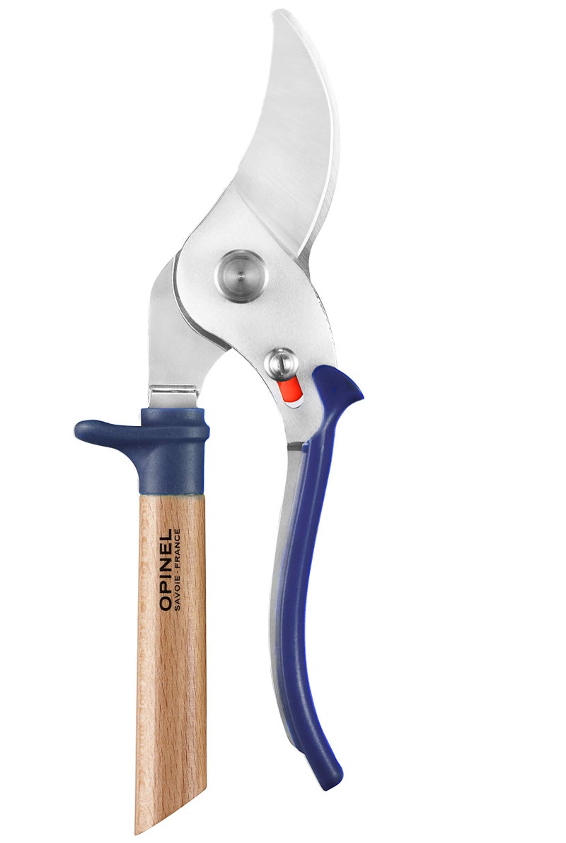 Opinel Hand Pruning Shears with non-slip beech wood handle perfect for bypass trimmers, garden, hedge, lawn clippers or hand scissors with stainless steel blade (Blue) - Image 4